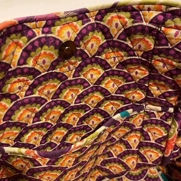 Vera Bradley Medium Tote Bag in Retired Plum Crazy Pattern with Side Pockets - Picture 5 of 7